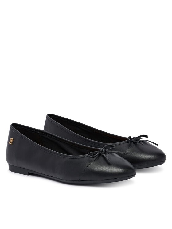 Tommy Hilfiger Tommy Hilfiger Balerini Hilfiger Smooth Lthr Ballet FW0FW09241 Negru