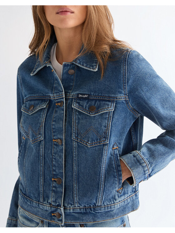 Wrangler Wrangler Kurtka jeansowa WESTERN JACKET Niebieski Regular Fit