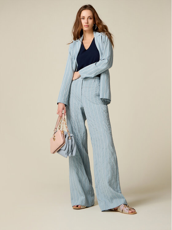 Oltre Oltre Spodnie materiałowe P01OR109251N0R4 Turkusowy Slim Fit