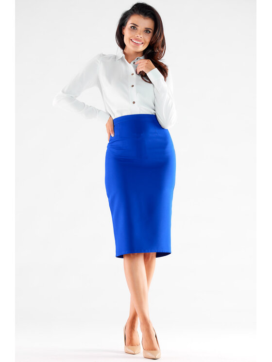Awama Awama Spódnica A531 Niebieski Basic Fit