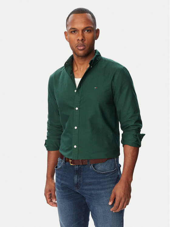 Tommy Jeans Tommy Jeans Риза Oxford DM0DM23711 Тъмнозелен Regular Fit