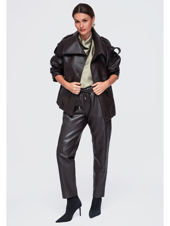 Ombre Ombre Kurtka przejściowa OW-JAFL-0139 Brązowy Oversize
