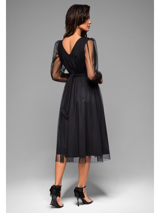 Ombre Ombre Sukienka koktajlowa LA-OM-DLR007 Czarny Regular Fit