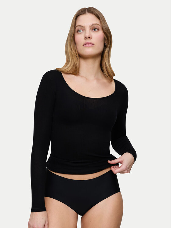Triumph Triumph Μπλουζάκι πιτζάμας Bauty Layers 10225060 Μαύρο Slim Fit
