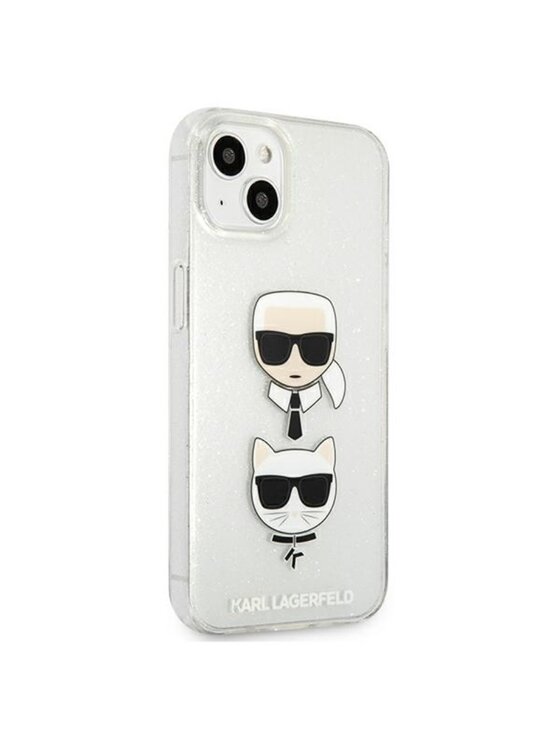 KARL LAGERFELD KARL LAGERFELD Etui na telefon Glitter Karl & Choupette Head Srebrny