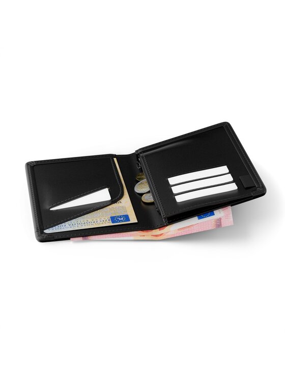 Mały Portfel Męski James Hawk, Czarny, Męski portfel podróżny z RFID