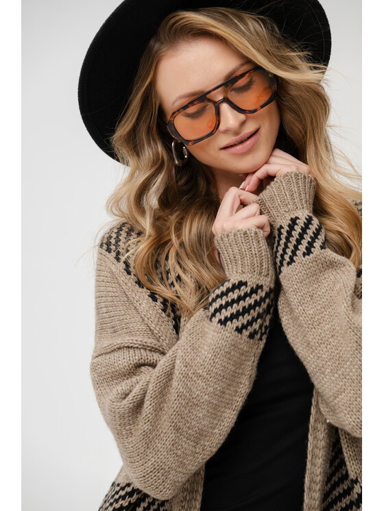 blue shadow blue shadow Kardigan Belo Brązowy Regular Fit