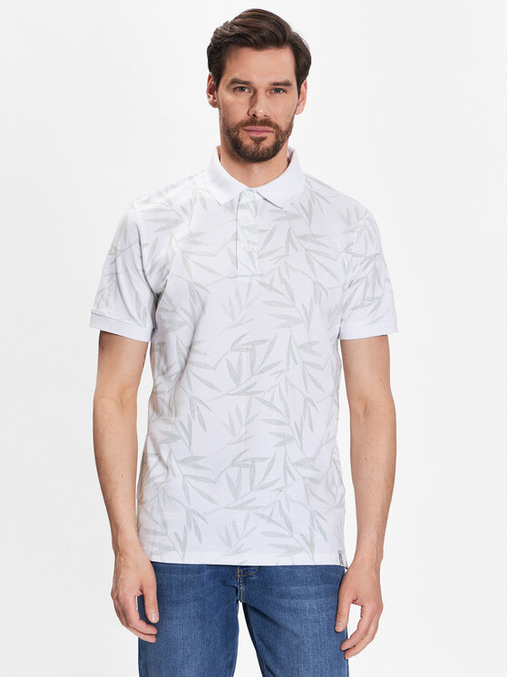 INDICODE INDICODE Тениска с яка и копчета Passo 40-851 Бял Regular Fit