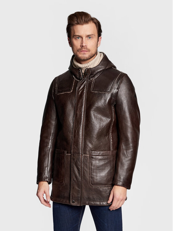 Milestone Кожено яке Niklas 231058 20575 Кафяв Regular Fit