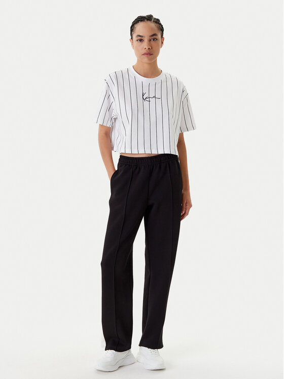 Karl Kani Karl Kani T-shirt Small Signature Essential Pinstripe 6137879 Bijela Relaxed Fit