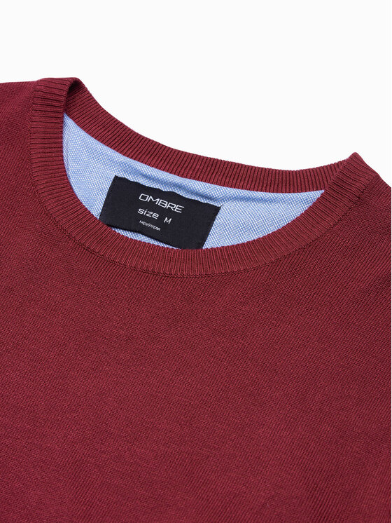 Ombre Ombre Sweter OM-SWBS-0106 Bordowy Regular Fit