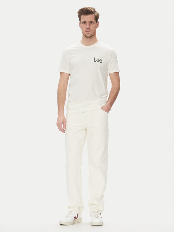 Lee Lee T-Shirt Medium Wobbly 112364535 Biały Regular Fit