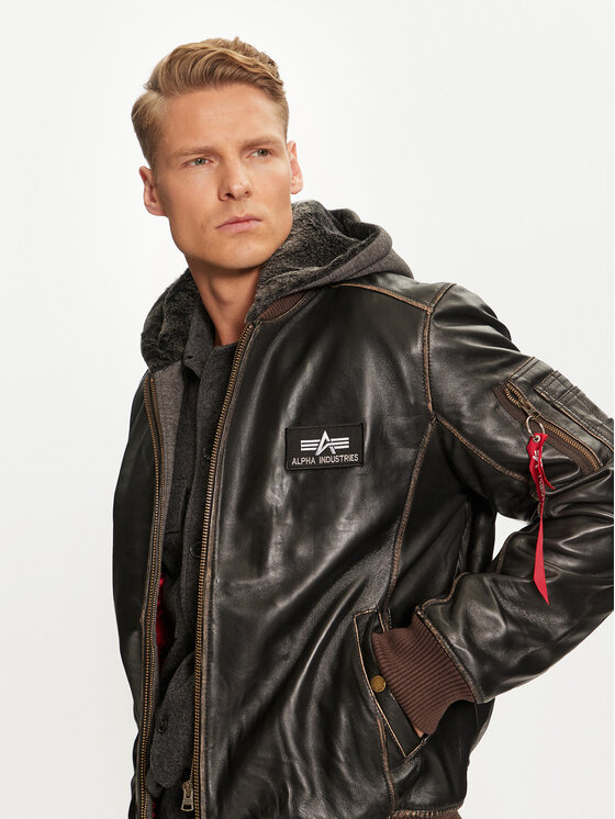 Alpha Industries Alpha Industries Bőrkabát 193129 Barna Regular Fit