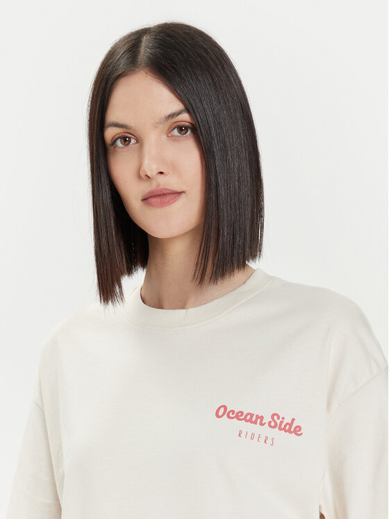 4F 4F T-krekls 4FWSS24TTSHF1265 Écru Oversize