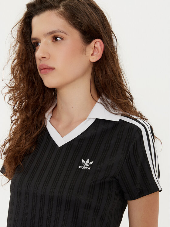 adidas adidas Majica adicolor Football Jacquard JD2606 Črna Slim Fit