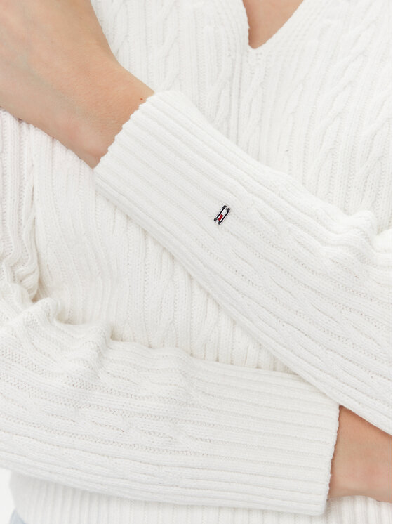 Tommy Hilfiger Tommy Hilfiger Sweter WW0WW39017 Écru Regular Fit