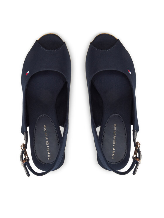 Tommy Hilfiger Tommy Hilfiger Sandale Iconic Elena Sling Back Wedge FW0FW04789 Tamnoplava
