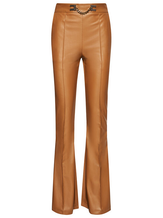 Elisabetta Franchi Elisabetta Franchi Spodnie z imitacji skóry PA-355-06E2-V329 Brązowy Slim Fit
