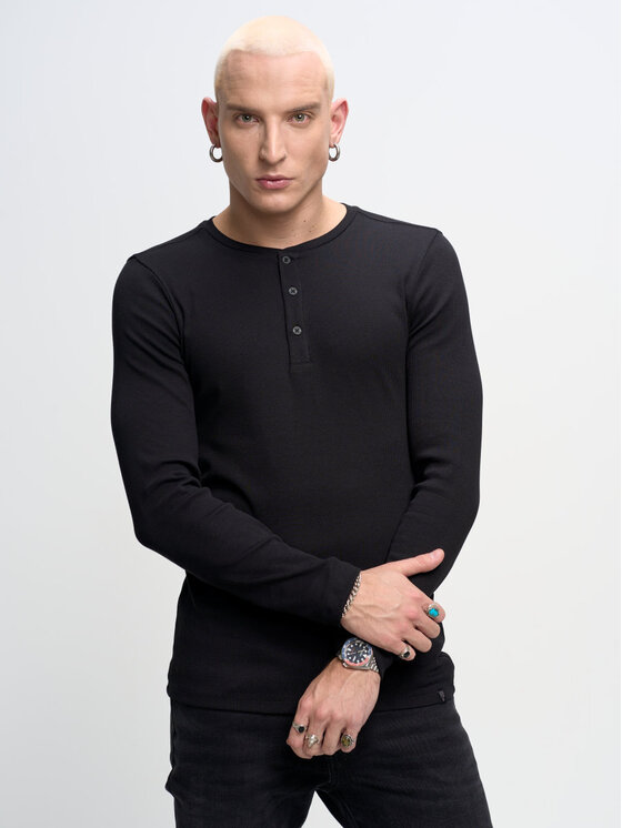 BIG STAR BIG STAR Bluzka icarus_906 Czarny Slim Fit