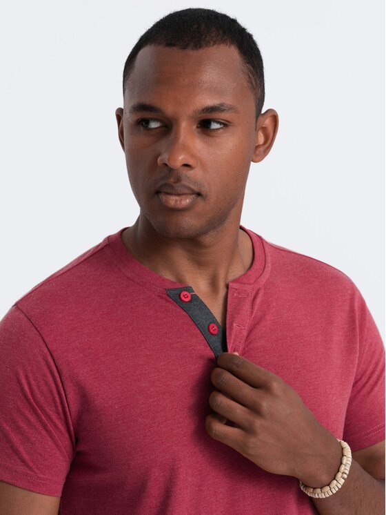 Ombre Ombre T-Shirt OM-TSCT-0155 Červená Regular Fit