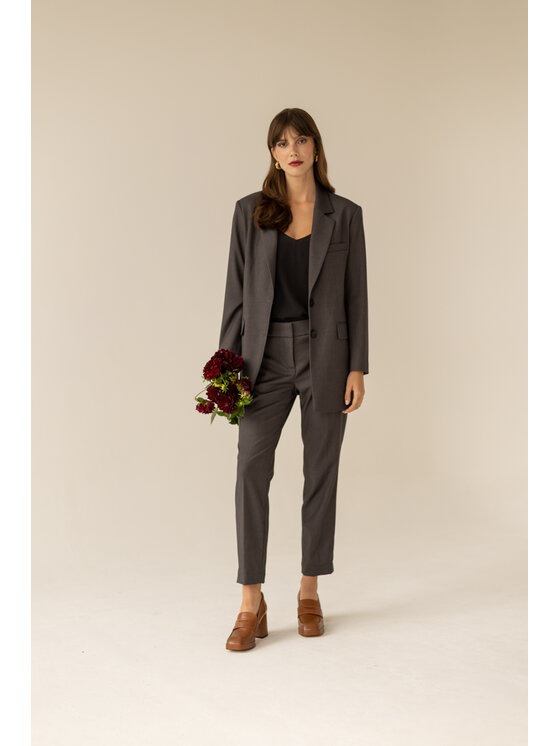 Entelier Entelier Marynarka luźny fason Szary Comfortable Fit