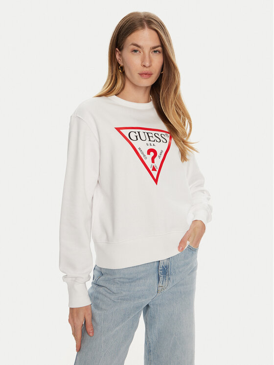 Guess Mikina W2YQ16 KBA11 Biela Relaxed Fit