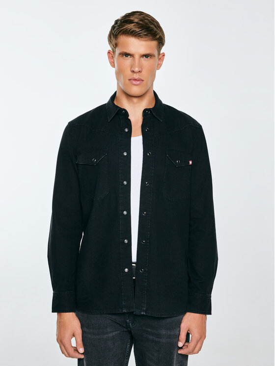 BIG STAR BIG STAR Koszula jeansowa BUCK Czarny Basic Fit