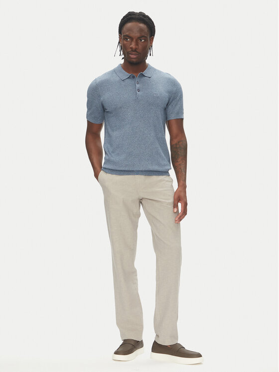Lindbergh Lindbergh Тениска с яка и копчета 30-800159 Син Slim Fit