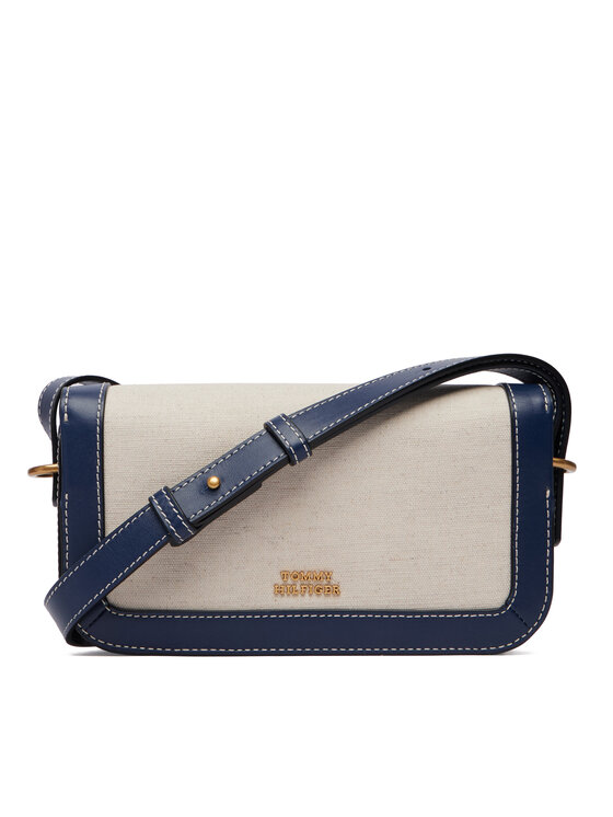 Tommy Hilfiger Tommy Hilfiger Soma Th Script Flap Crossover Canvas AW0AW18737 Krēmkrāsas