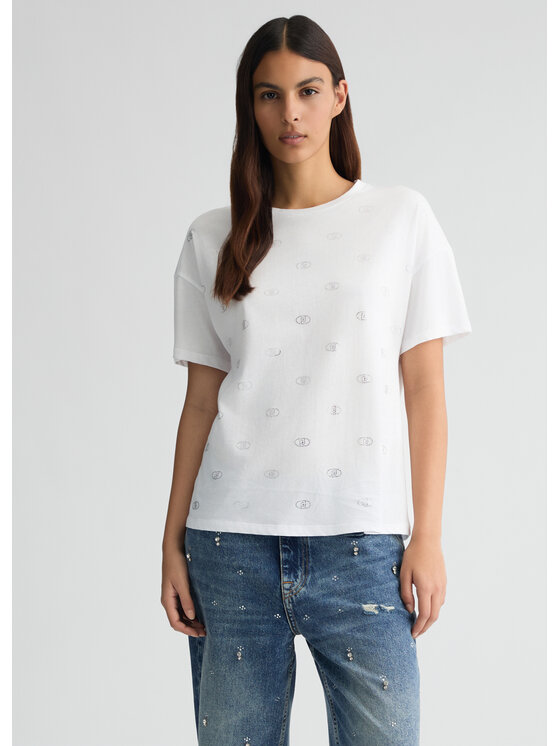 T-Shirt Liu Jo, Rozmiar XS, Białe, WA5147JS923M9497