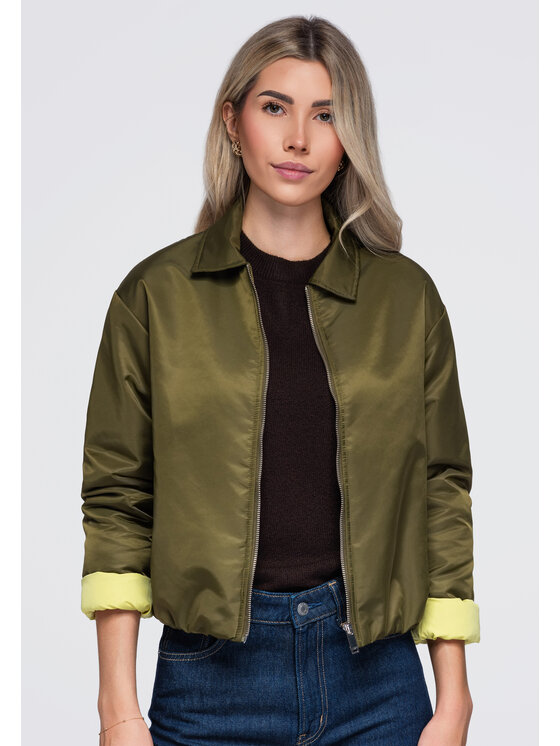Ombre Ombre Kurtka przejściowa OW-JT-E0003 Khaki Relaxed Fit