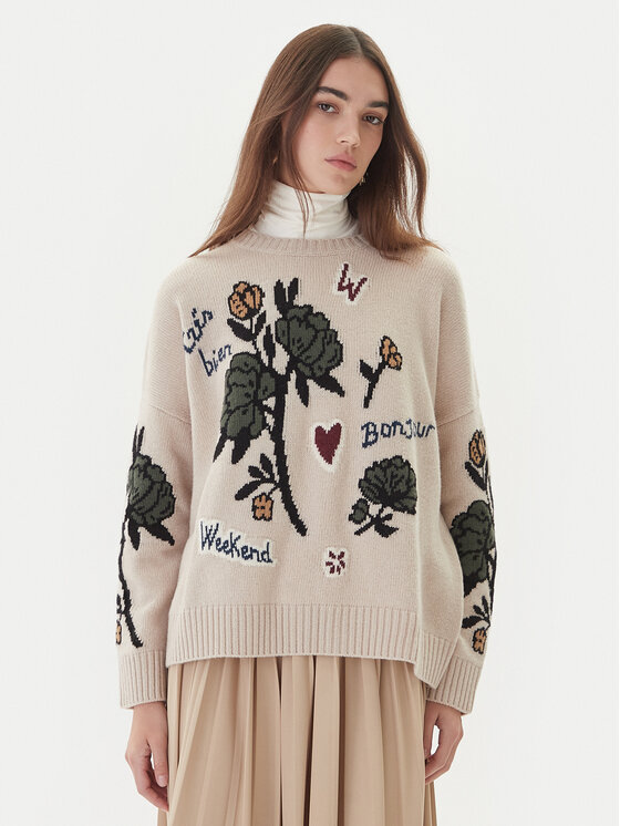 Weekend Max Mara Weekend Max Mara Pulover Pavidi 2525366262 Écru Oversize
