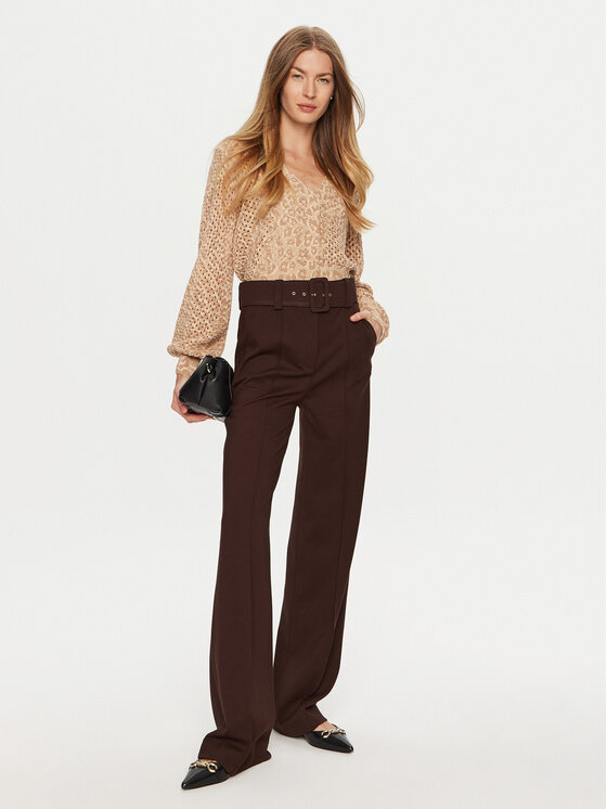 Luisa Spagnoli Luisa Spagnoli Kalhoty z materiálu Osten 540365 Hnědá Regular Fit