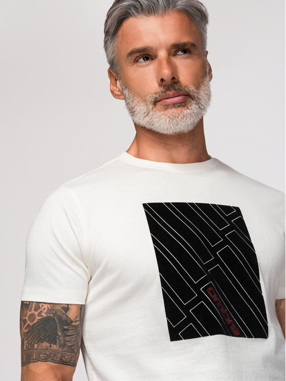 Ombre Ombre T-Shirt OM-TSPT-0259 Biały Regular Fit