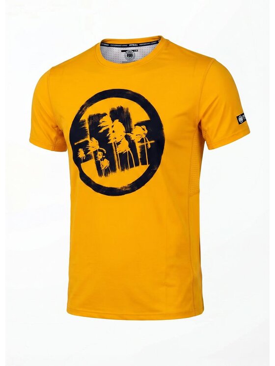 PITBULL PITBULL Koszulka techniczna LOGO PALMS Żółty Regular Fit