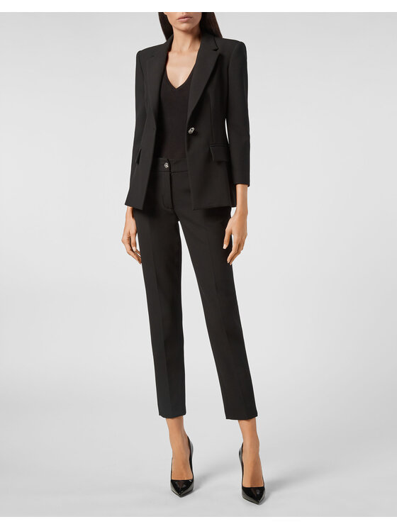 PHILIPP PLEIN PHILIPP PLEIN Spodnie materiałowe 6543 Czarny Flare Fit