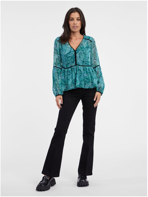 Orsay Orsay Bluzka 650265855000__36 Turkusowy Regular Fit