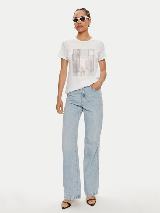 DKNY DKNY Majica P4DHQWNA Bela Regular Fit