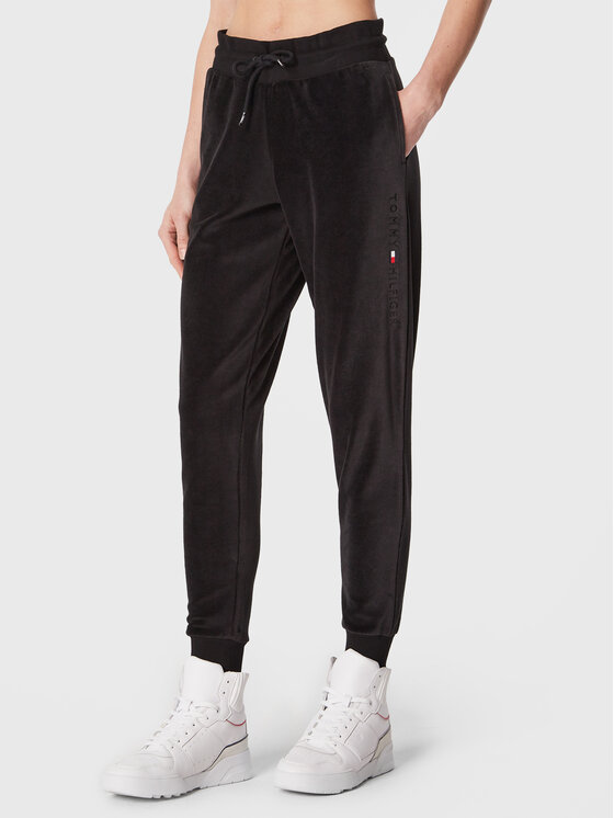 Tommy Hilfiger Tommy Hilfiger Спортивні штани Velour UW0UW03888 Чорний Regular Fit