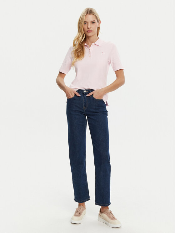 Tommy Hilfiger Tommy Hilfiger Тениска с яка и копчета 1985 WW0WW43224 Розов Regular Fit