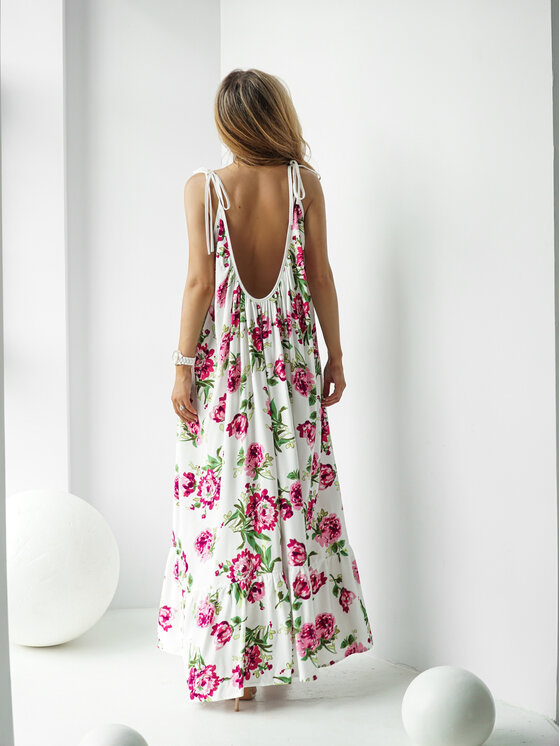 LilaLou LilaLou Sukienka letnia Gypsy Biały Oversize