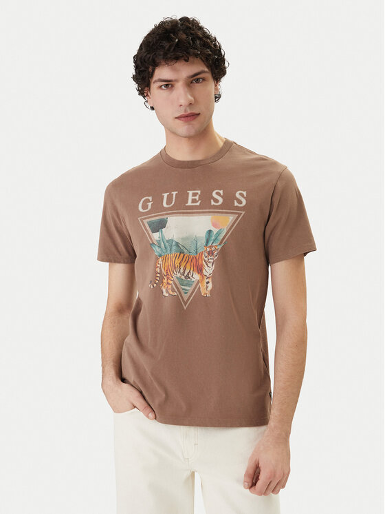 Guess Guess T-Shirt M6GI33 K3310 Brązowy Regular Fit