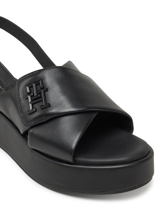 Tommy Hilfiger Tommy Hilfiger Sandale Th Logo Hw Padded Leather Sandal FW0FW08808 Crna