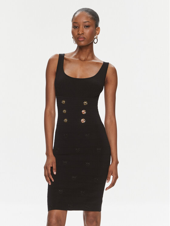 PINKO Pinko Трикотажна сукня Cactus 102879 A1LK Чорний Slim Fit