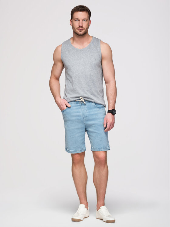 Ombre Ombre Džínové šortky OM-SRDS-0192 Světle modrá Slim Fit
