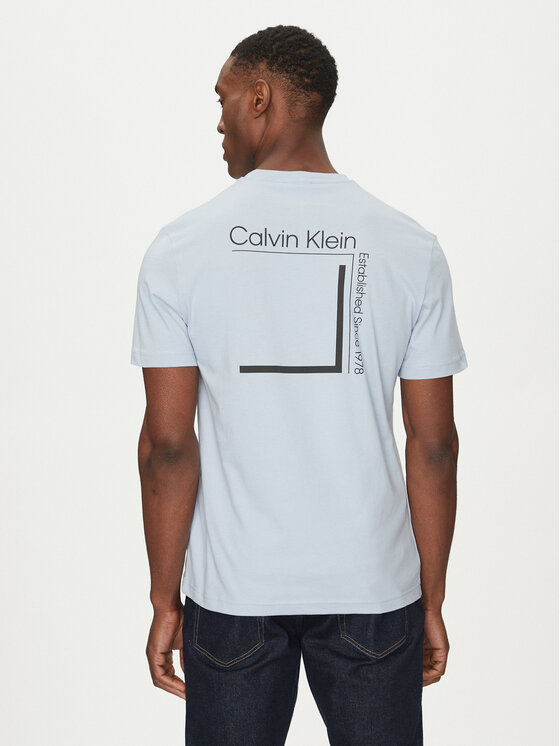 Calvin Klein Calvin Klein T-shirt Linear Box Logo K10K114152 Celeste Regular Fit