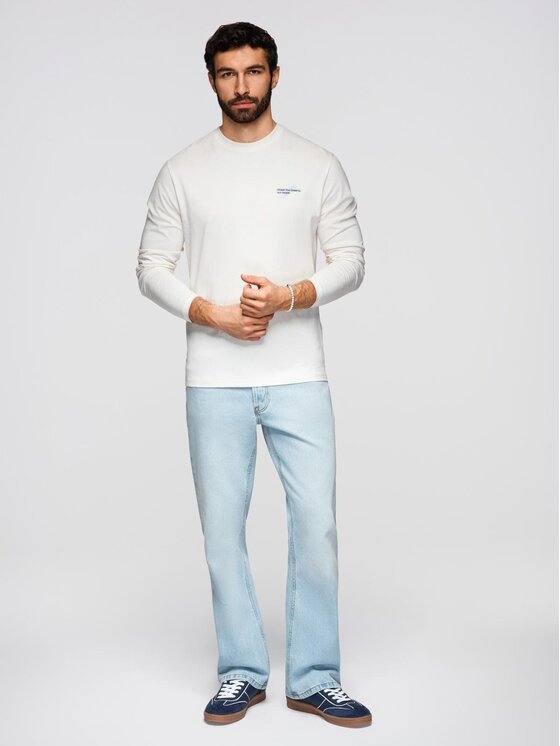 Ombre Ombre Longsleeve OM-LSPT-0136 Biały Regular Fit