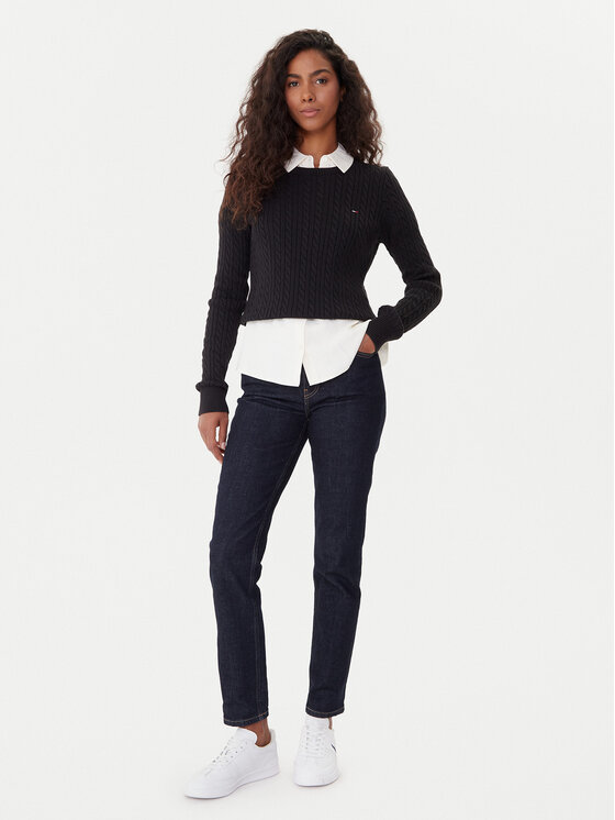 Tommy Jeans Tommy Jeans Džemperis Cable Essential DW0DW22165 Melns Regular Fit