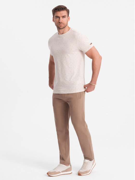 Ombre Ombre Spodnie dresowe OM-PABS-0206 Brązowy Regular Fit