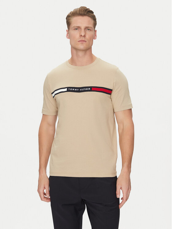Tommy Hilfiger Tommy Hilfiger T-Shirt Chest Insert MW0MW36498 Béžová Regular Fit